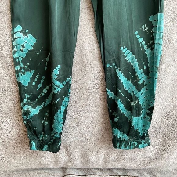 Young Fabulous & Broke Taylor Silky Emerald Tie Dye Satin Joggers - Picture 3 of 5
